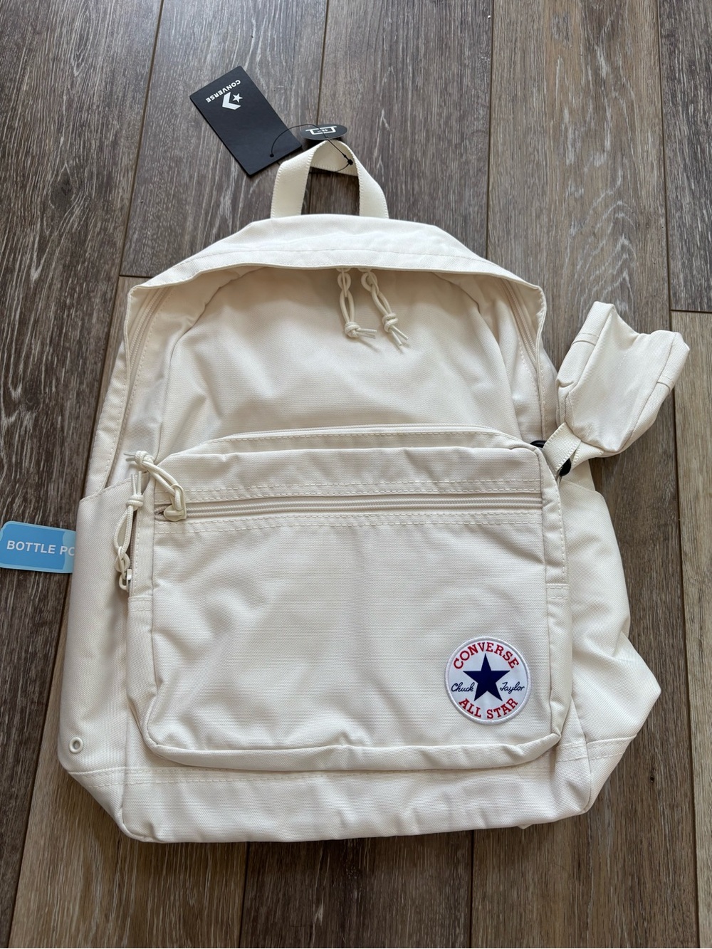 Converse Cream Canvas Backpack with Front Zip Pocket